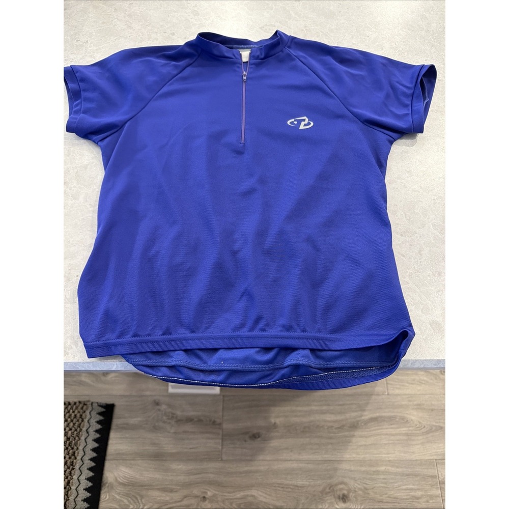 Women's Medium Trek Blue Short Sleeved Cycling Shirt With Three Back Pockets.